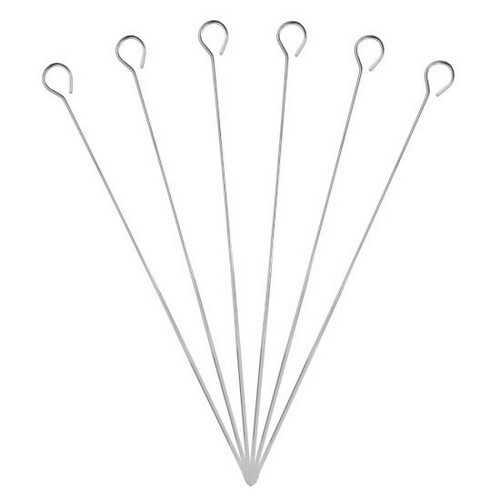 SET 6 PINCHOS BROCHETAS METALTEX CROMADOS 35CMS